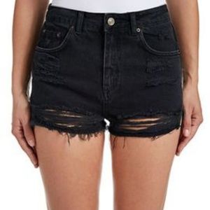 Top shop black distress jean shorts